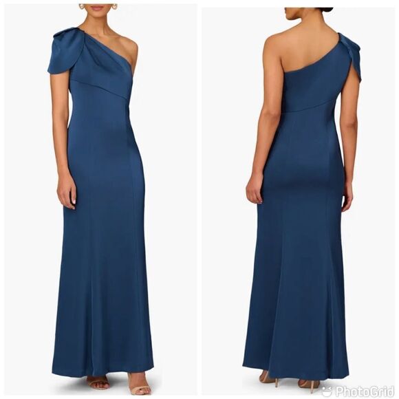 Aidan Mattox by Adrianna Papell One-Shoulder Mermaid Gown - Picture 1 of 13
